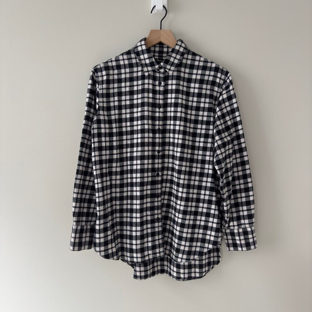 Madewell 100% Cotton Plaid Flannel Shirt Button Down Collar Long Sleeve Fall M